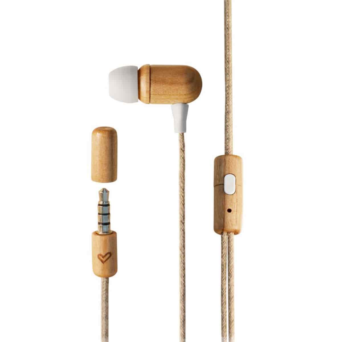 Auriculares Intraurales Ecológicos 100% Compostable de Bambú y PLA de
