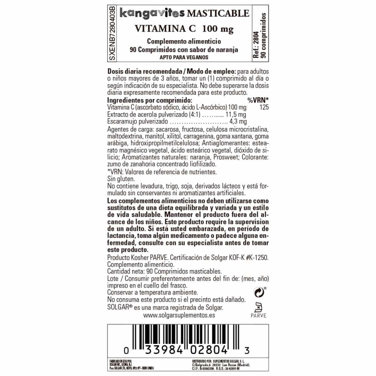 Kangavites Vitamina C Naranja Infantil – 90 Comprimidos Masticables