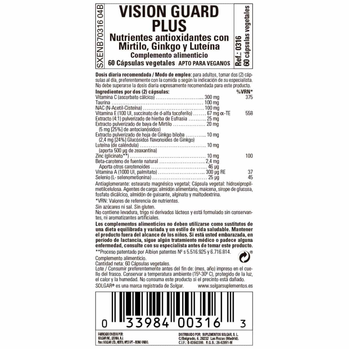Vision Guard Plus – 60 Cápsulas Veganas