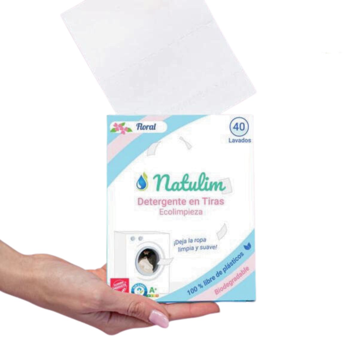Detergente tiras biodegradable Lavanda 32 lavados Natulim  EBOS Tienda  online de productos naturales eco y bio certificados